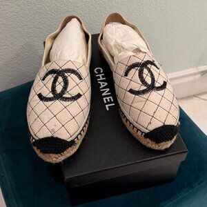 Chanel black and beige espadrilles